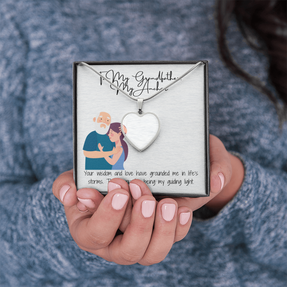 "To My Grandfather" Custom Heart Necklace