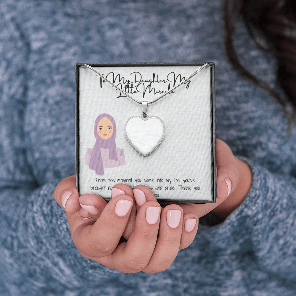 A Heart That Holds Memories Personalized Heart Necklace for My Hijabi Daughter