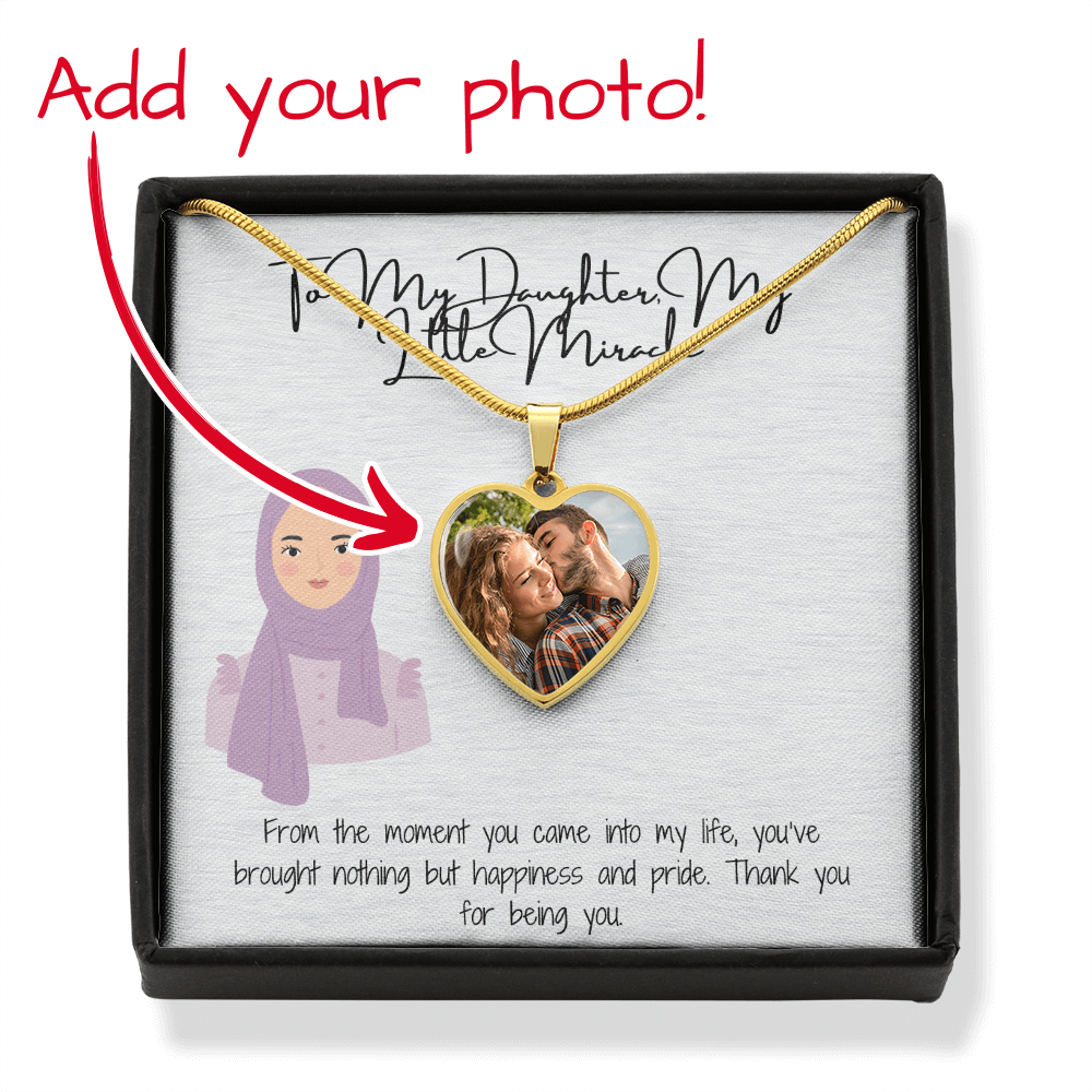 A Heart That Holds Memories Personalized Heart Necklace for My Hijabi Daughter