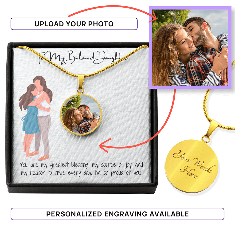 Personalized White Circle Necklace with Your Special Photo