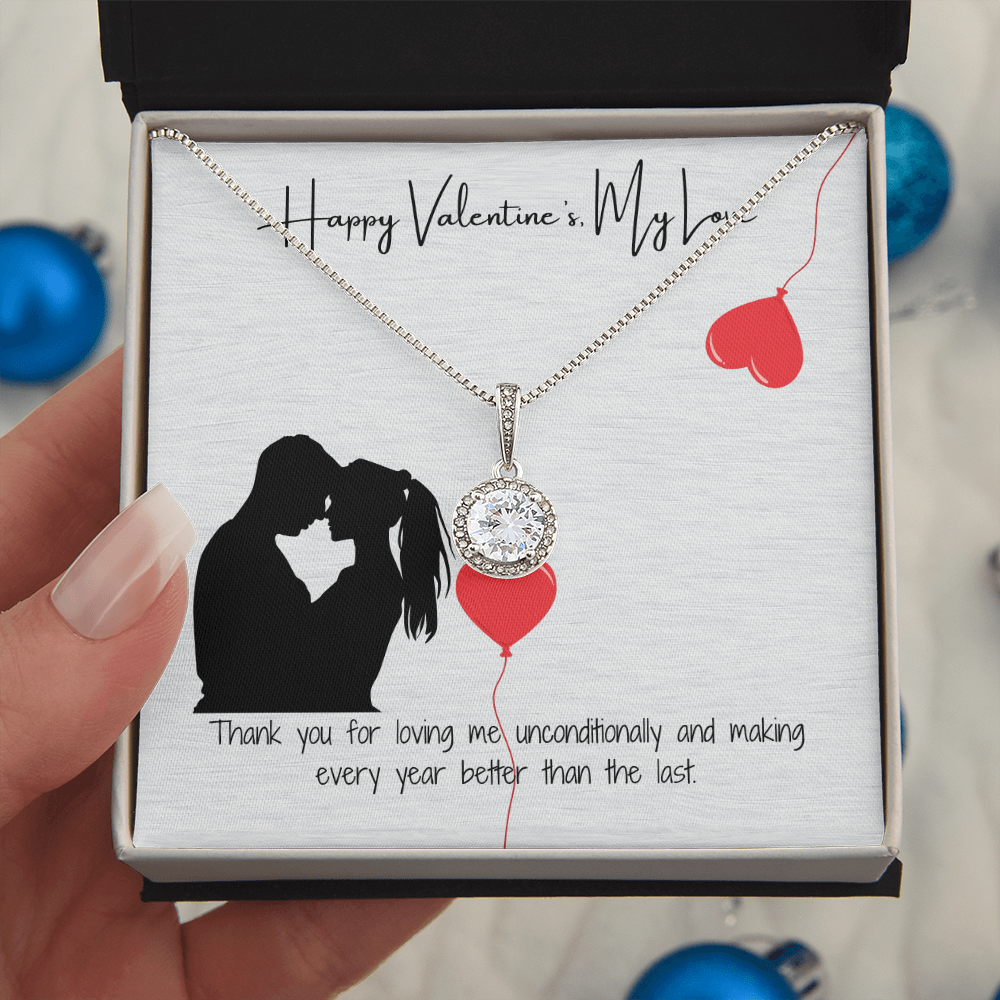 "Happy Valentine's Day, My Love" Elegant Pendant with Gift Card