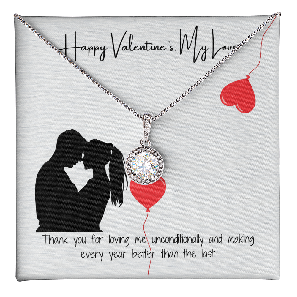 "Happy Valentine's Day, My Love" Elegant Pendant with Gift Card