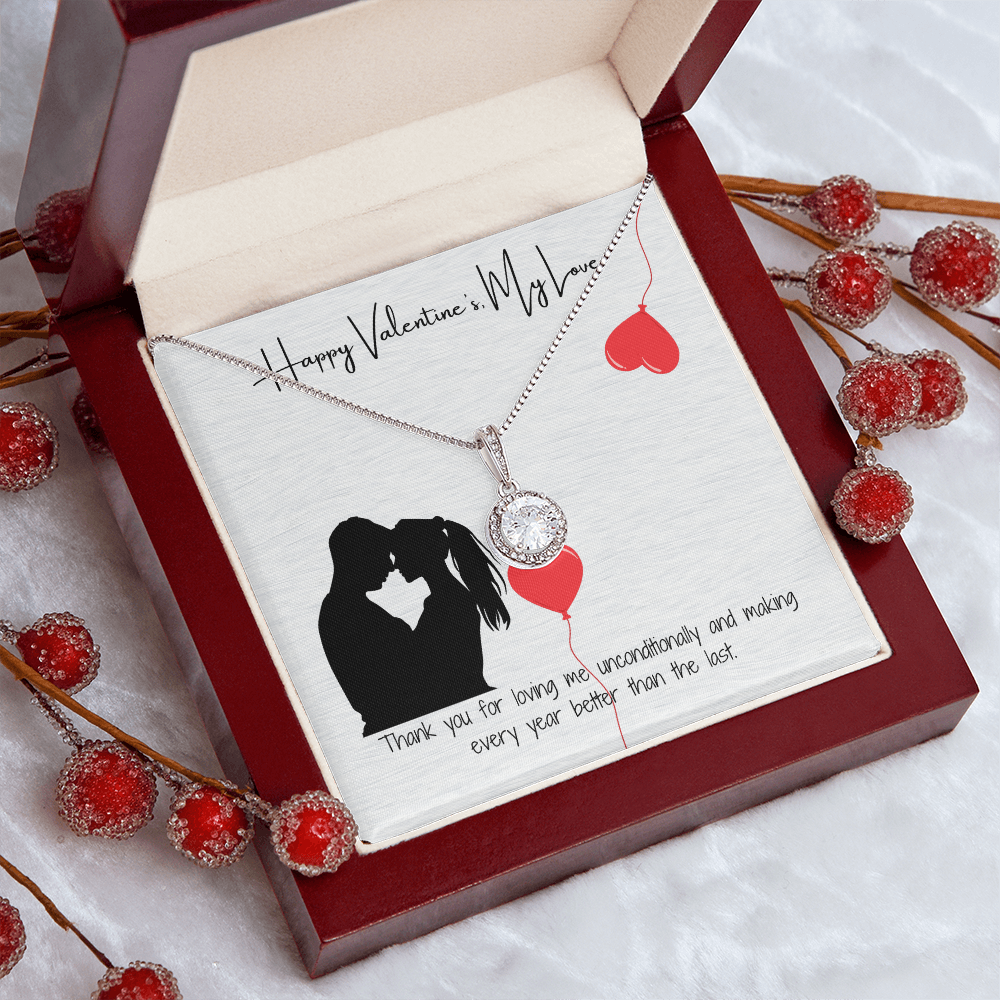 "Happy Valentine's Day, My Love" Elegant Pendant with Gift Card