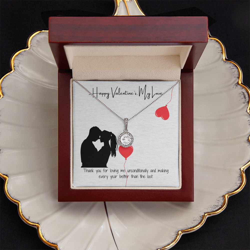 "Happy Valentine's Day, My Love" Elegant Pendant with Gift Card