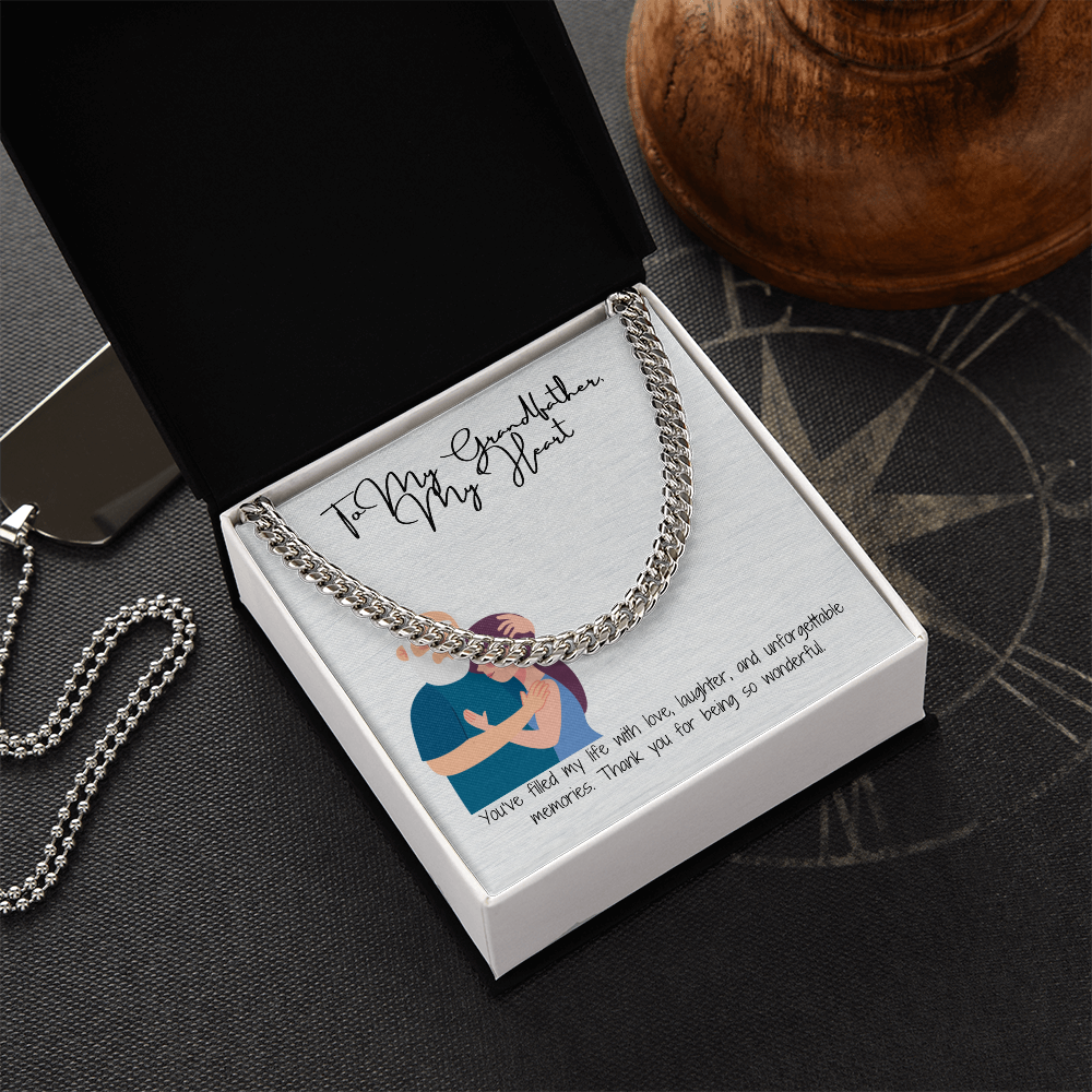 "To My Grandfather" Classic Cuban Link Chain