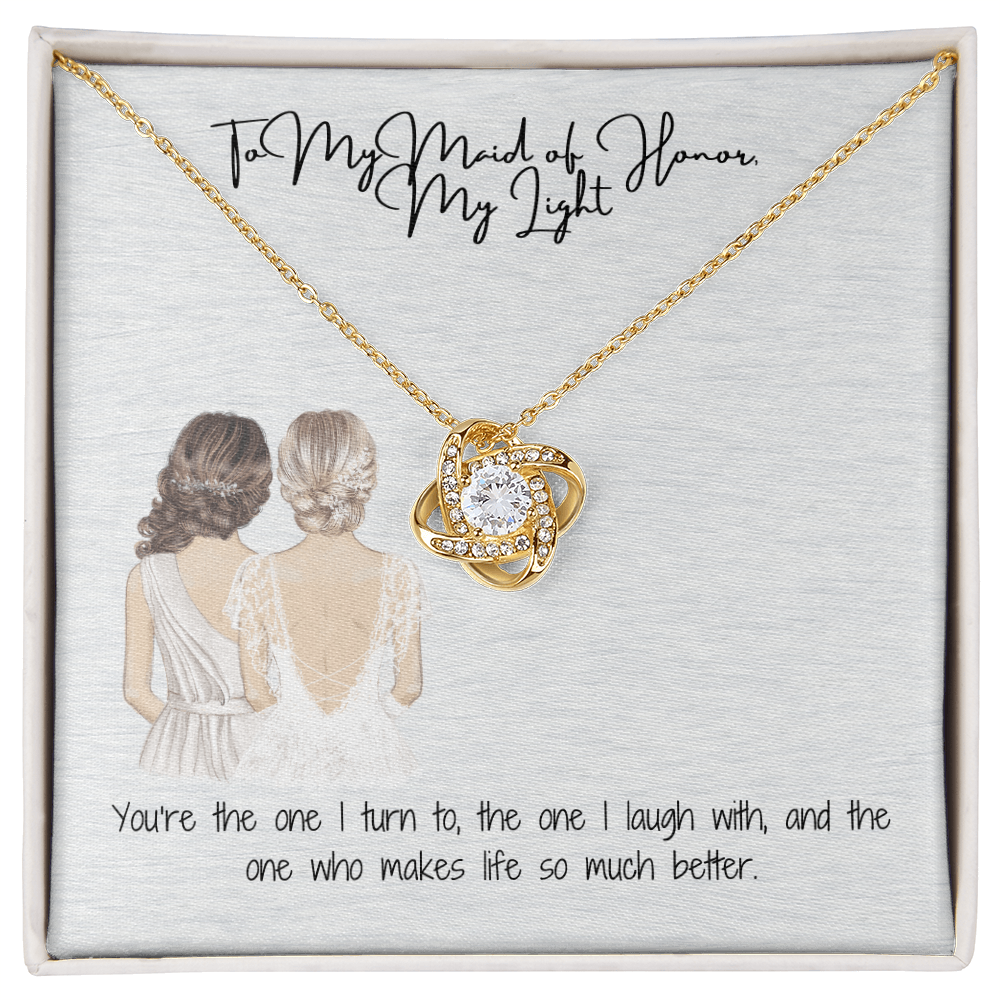 Light Maid Of Honor Love Knot Necklace