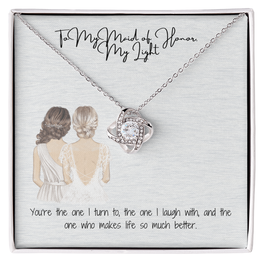 Light Maid Of Honor Love Knot Necklace