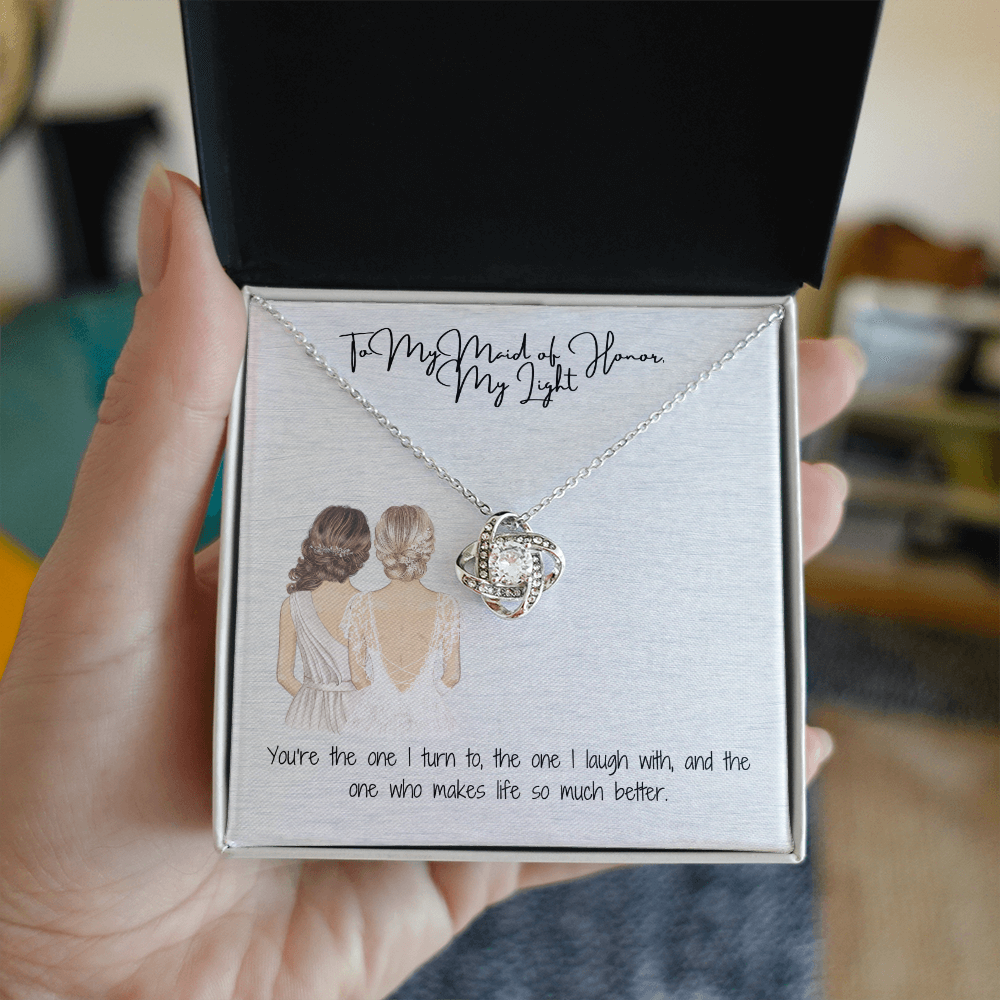 Light Maid Of Honor Love Knot Necklace