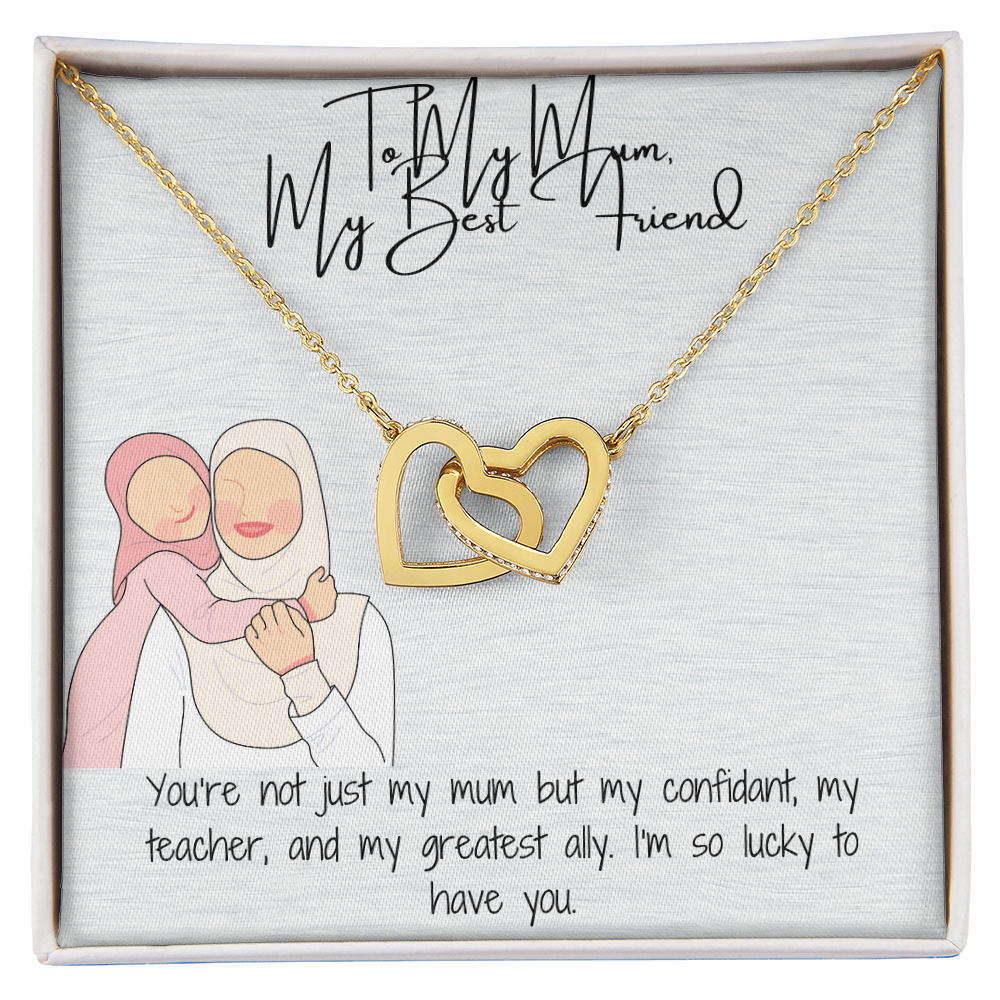 "Interlocking Hearts" Necklace in Yellow & White Gold A Tribute to Everlasting Love