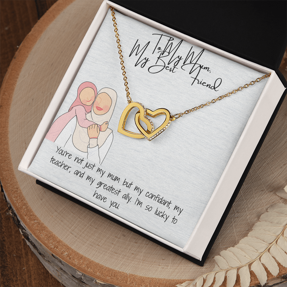 "Interlocking Hearts" Necklace in Yellow & White Gold A Tribute to Everlasting Love