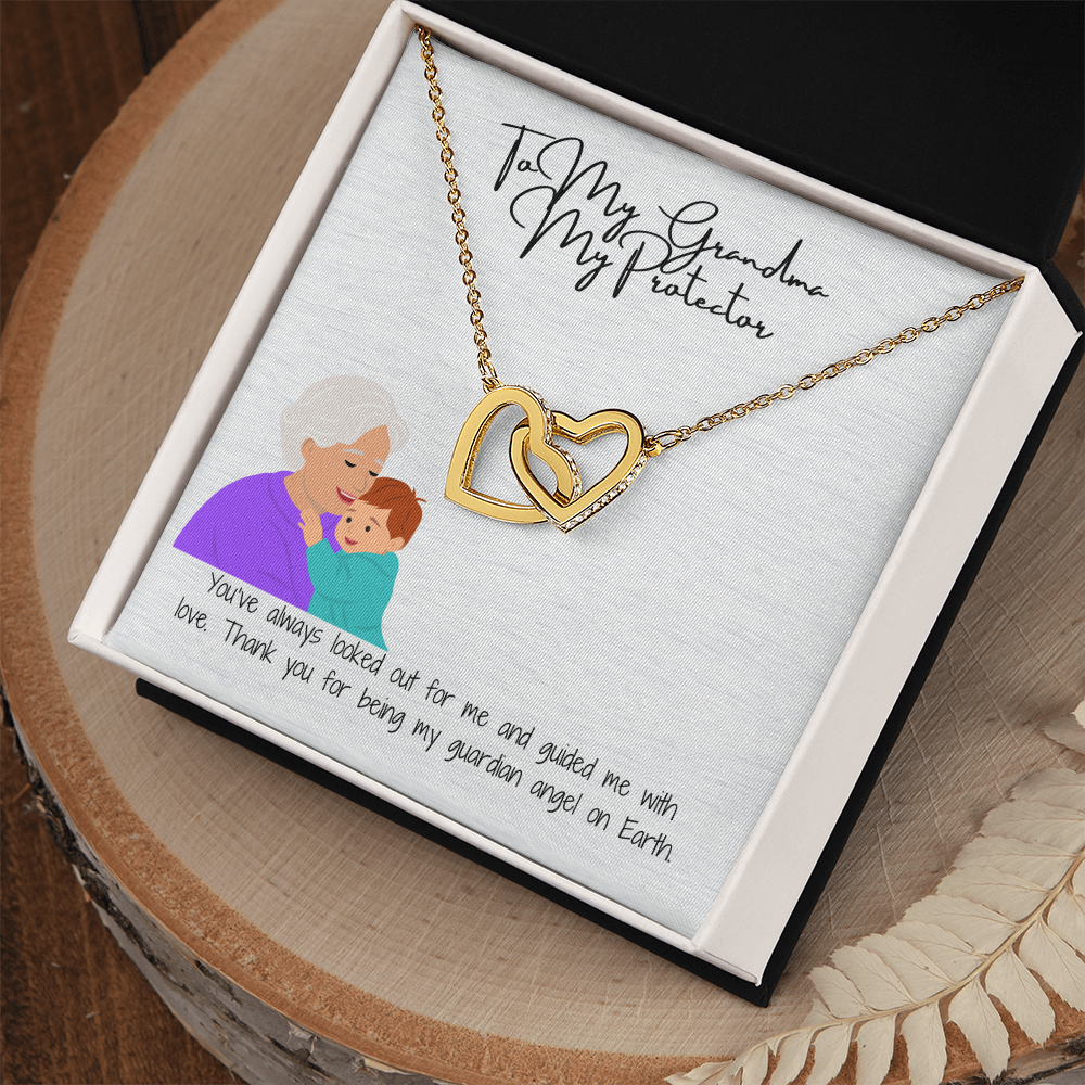"Hearts Forever Connected" Interlocking Hearts Necklace for Grandma