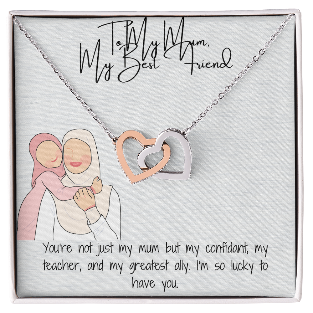 "Interlocking Hearts" Necklace in Yellow & White Gold A Tribute to Everlasting Love