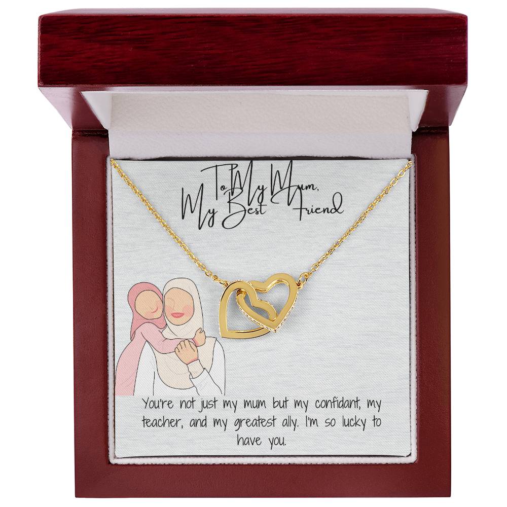 "Interlocking Hearts" Necklace in Yellow & White Gold A Tribute to Everlasting Love