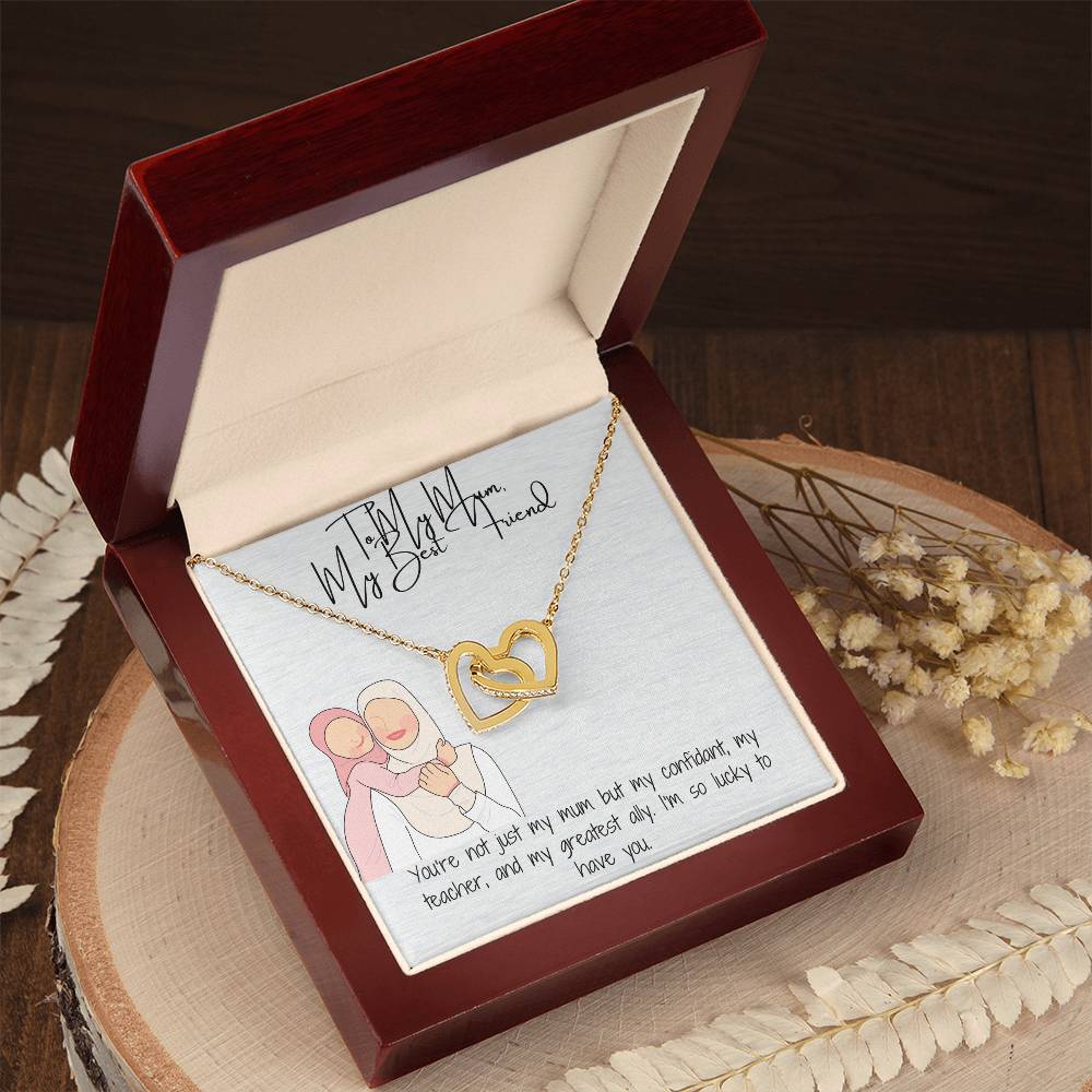 "Interlocking Hearts" Necklace in Yellow & White Gold A Tribute to Everlasting Love