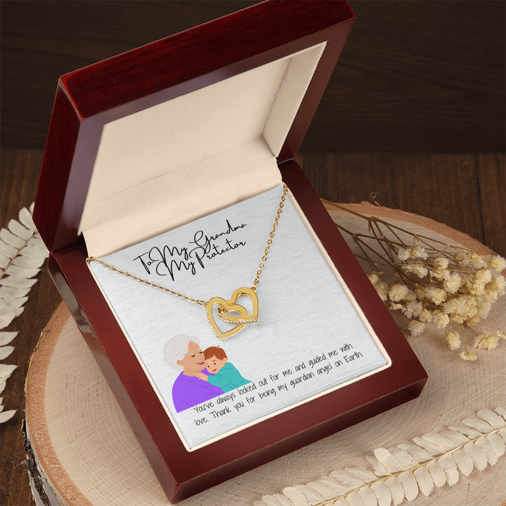 "Hearts Forever Connected" Interlocking Hearts Necklace for Grandma
