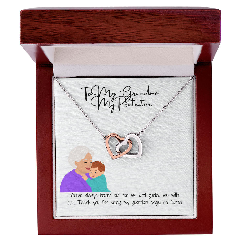"Hearts Forever Connected" Interlocking Hearts Necklace for Grandma