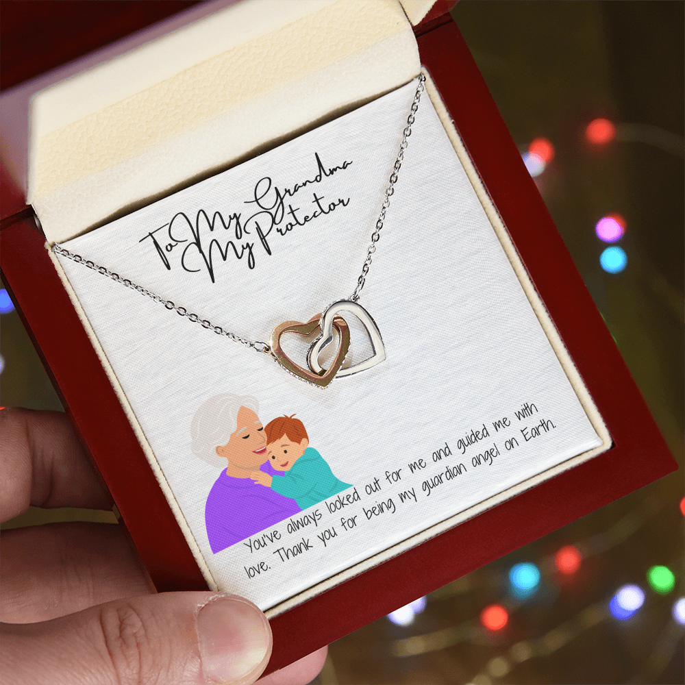 "Hearts Forever Connected" Interlocking Hearts Necklace for Grandma