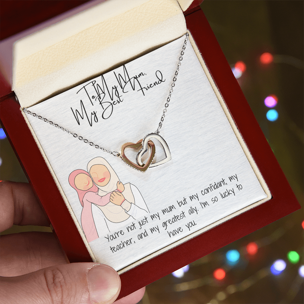 "Interlocking Hearts" Necklace in Yellow & White Gold A Tribute to Everlasting Love