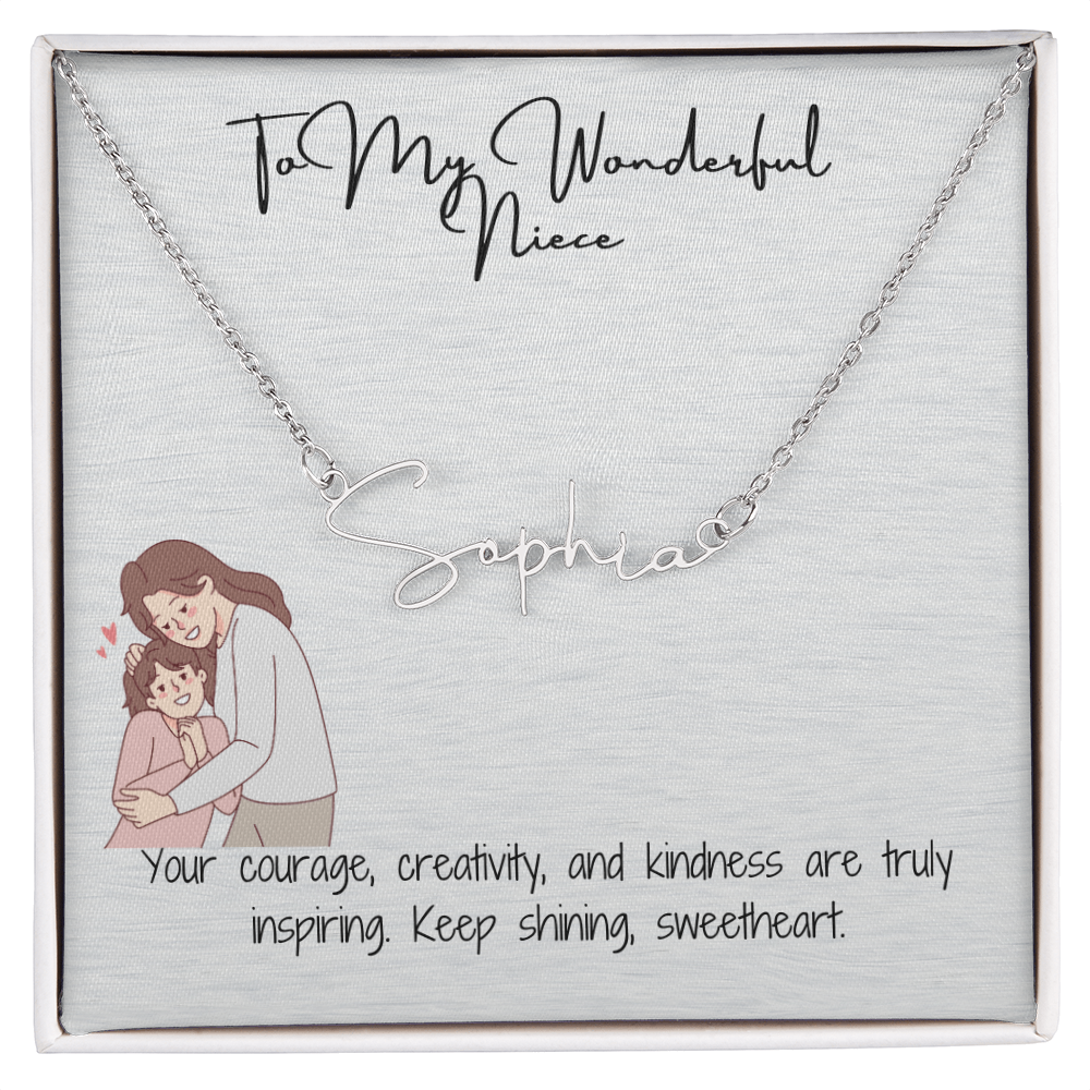 Wonderful Niece Signature Name Necklace