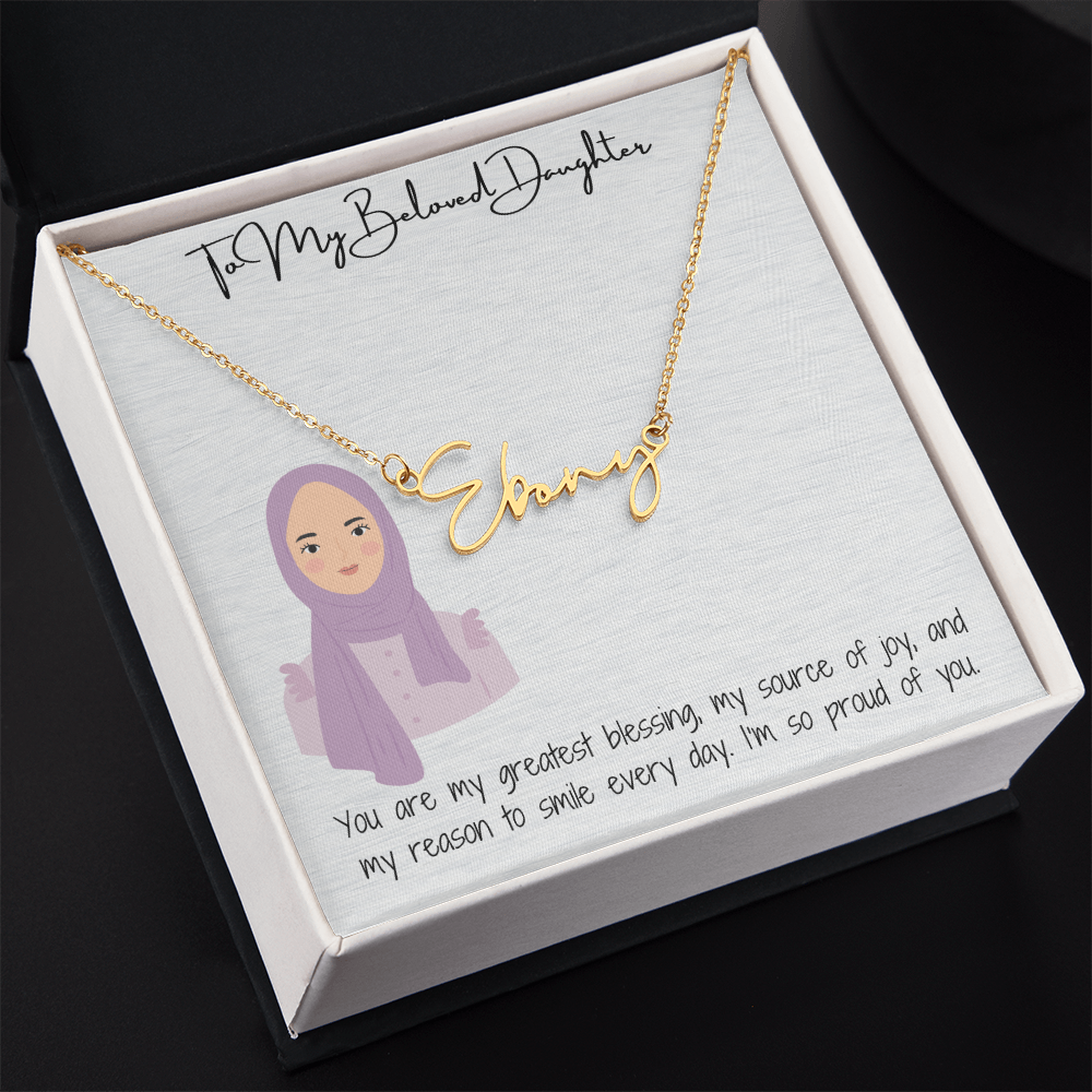 Elegance in Every Letter Signature Name Necklace for My Hijabi Daughter