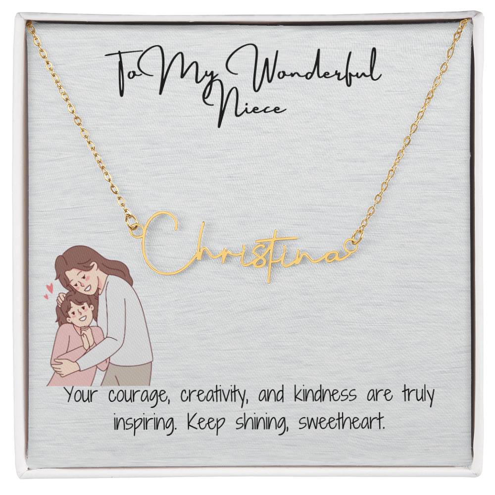 Wonderful Niece Signature Name Necklace