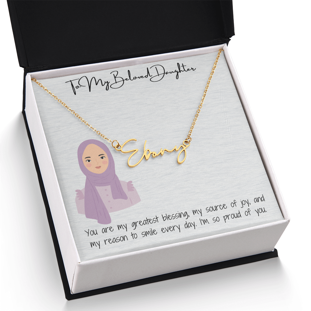 Elegance in Every Letter Signature Name Necklace for My Hijabi Daughter
