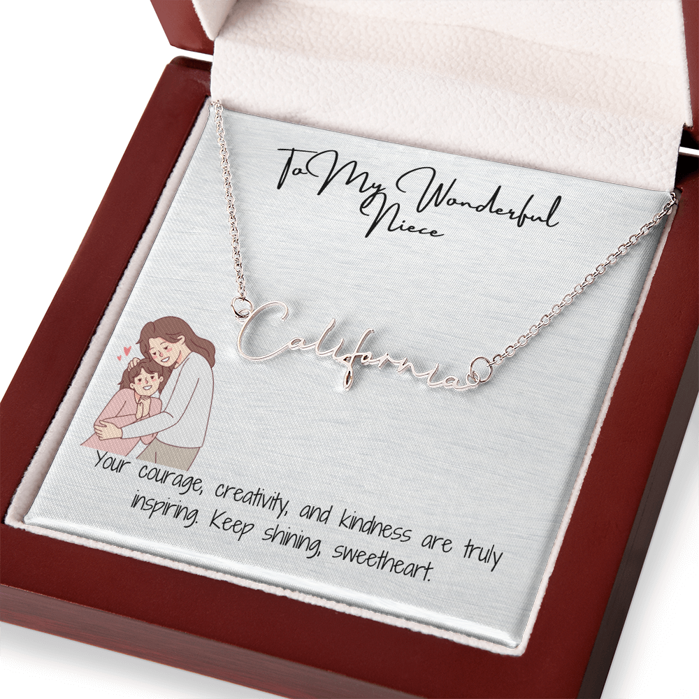 Wonderful Niece Signature Name Necklace