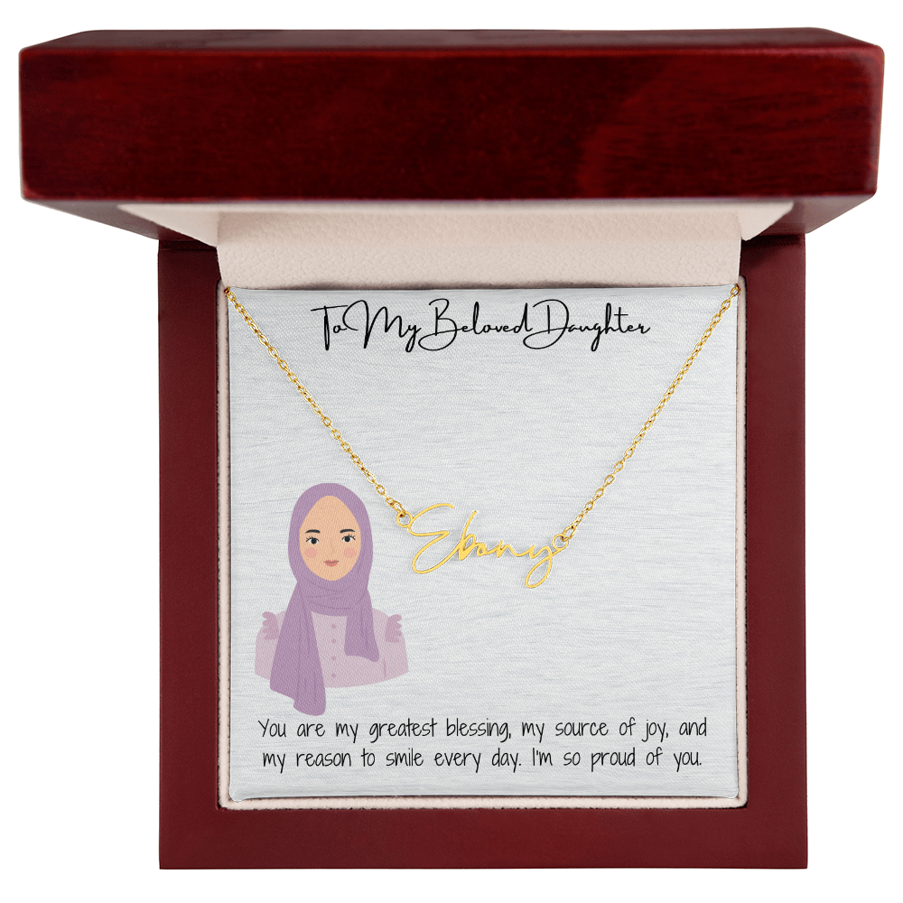 Elegance in Every Letter Signature Name Necklace for My Hijabi Daughter