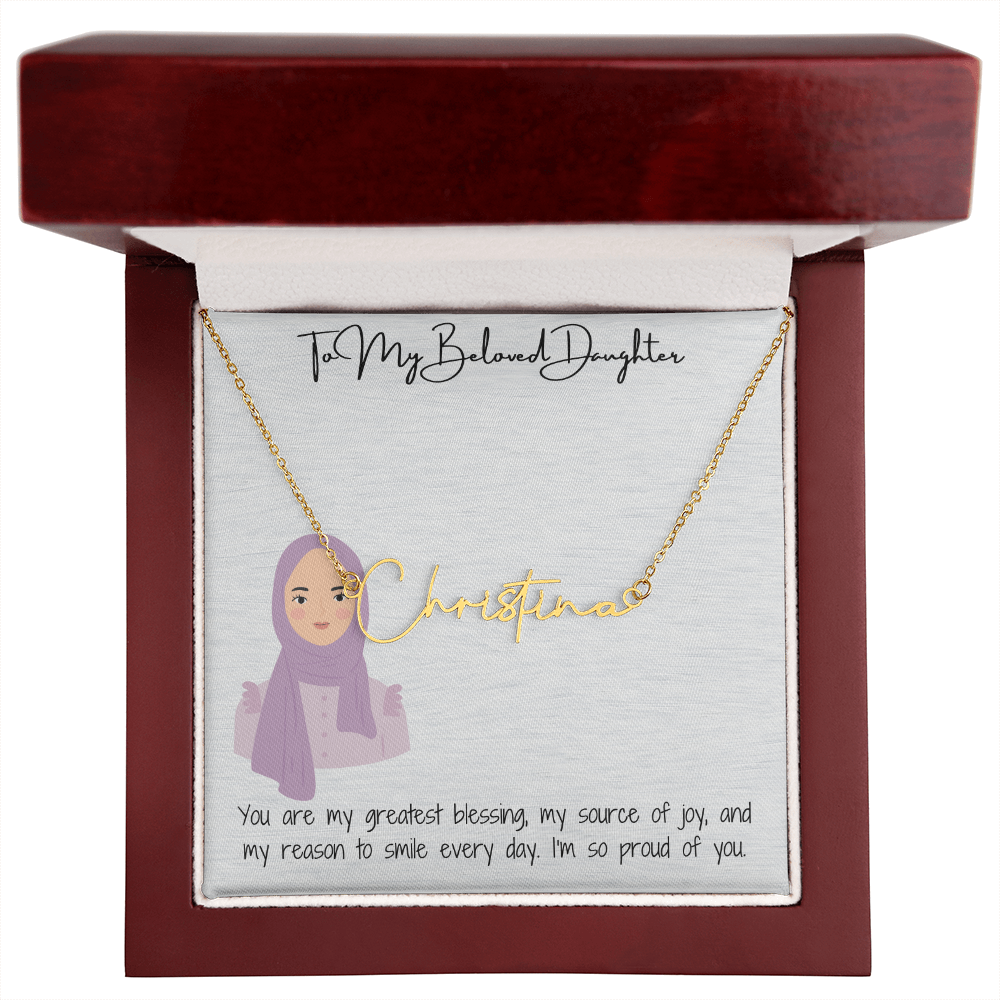 Elegance in Every Letter Signature Name Necklace for My Hijabi Daughter