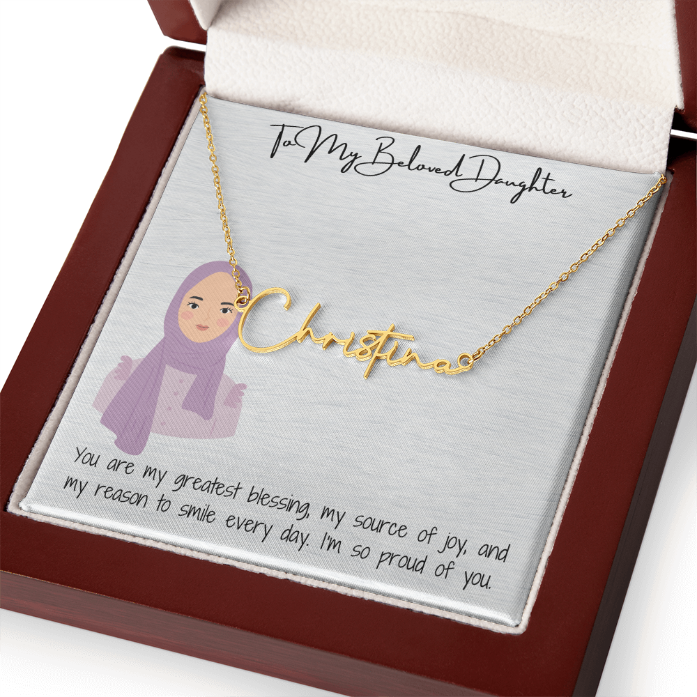 Elegance in Every Letter Signature Name Necklace for My Hijabi Daughter