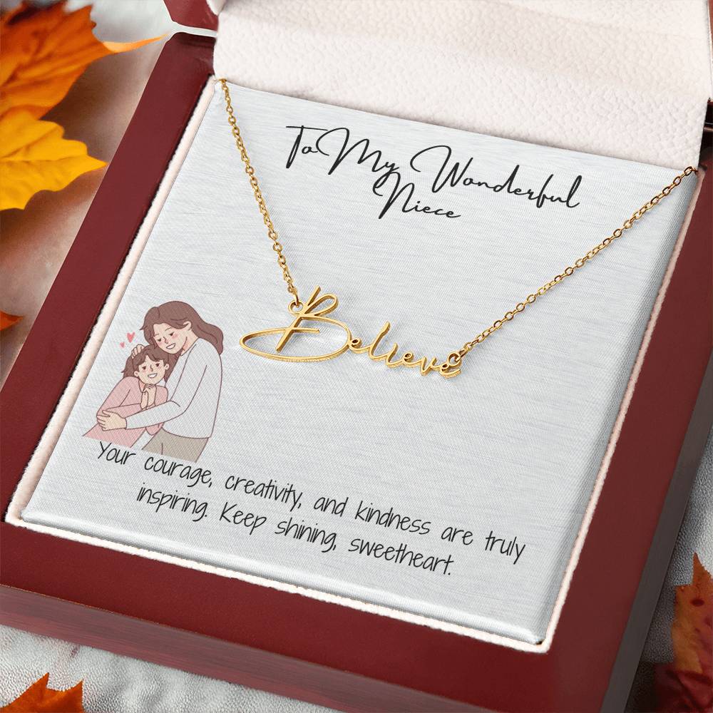Wonderful Niece Signature Name Necklace