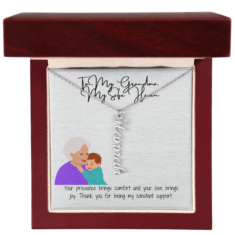 "Elegant Vertical Name Necklace" A Unique Keepsake for Grandma