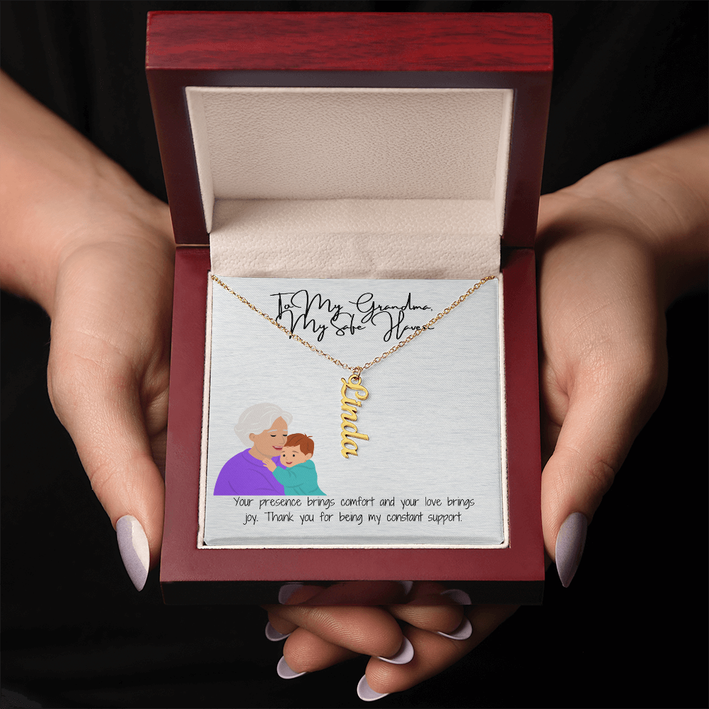 "Elegant Vertical Name Necklace" A Unique Keepsake for Grandma