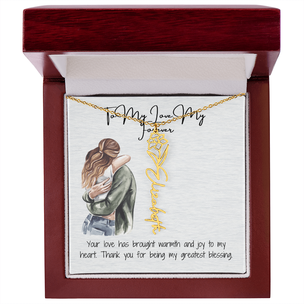 My Forever Girlfriend Flower Name Necklace