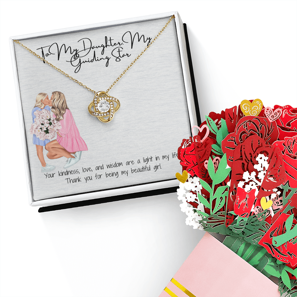 A Symbol of Love & Strength Love Knot Necklace & Sweetest Devotion Flower Bouquet