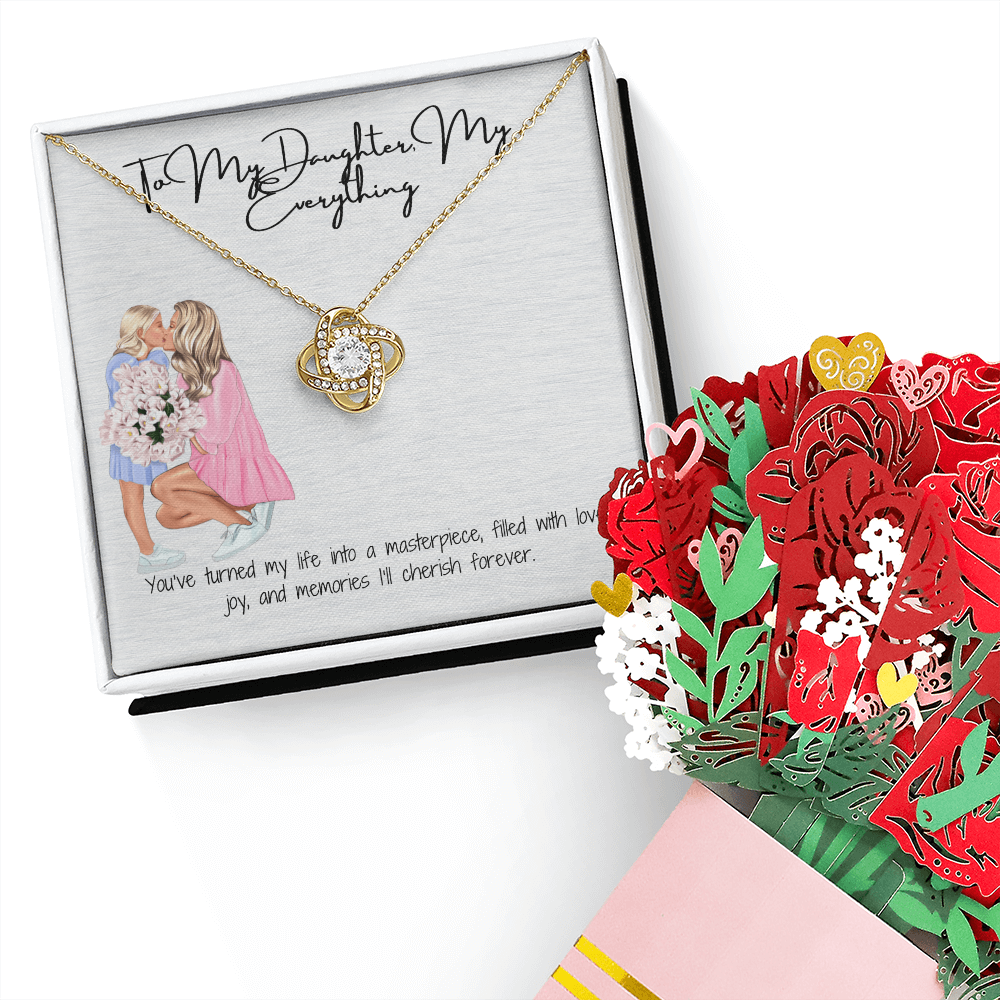 A Bond That Lasts Forever Love Knot Necklace & Sweetest Devotion Flower Bouquet