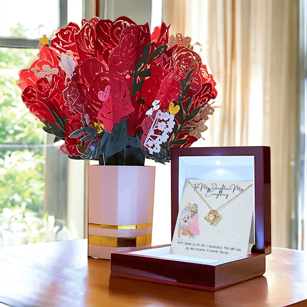 A Bond That Lasts Forever Love Knot Necklace & Sweetest Devotion Flower Bouquet