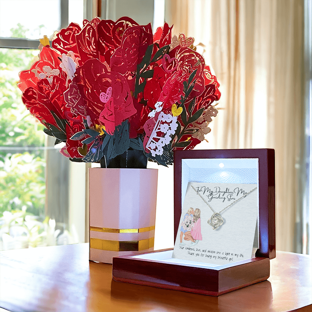 A Symbol of Love & Strength Love Knot Necklace & Sweetest Devotion Flower Bouquet