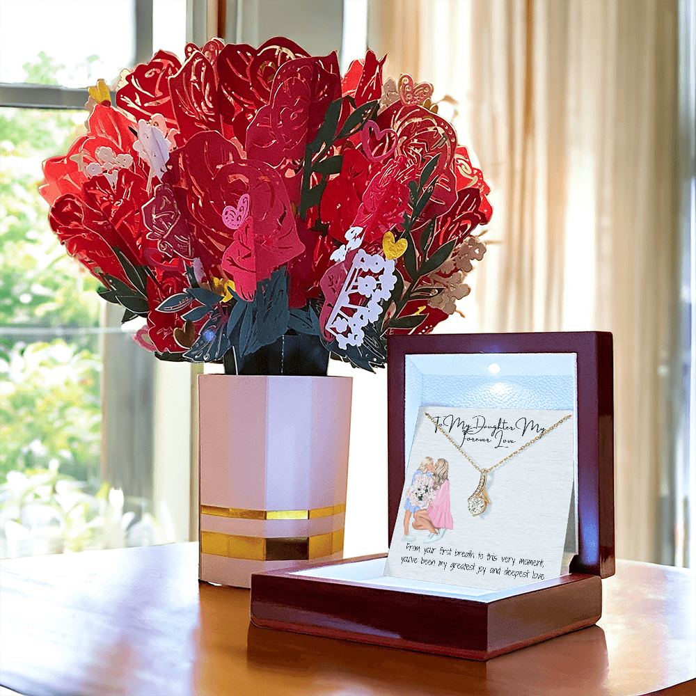 A Gift as Beautiful as She Is Alluring Beauty Necklace & Sweetest Devotion Flower Bouquet