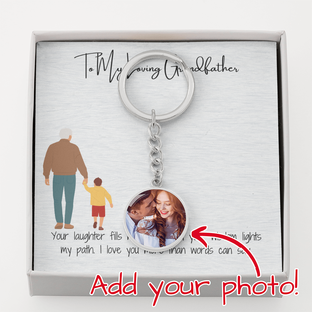 Buyer Upload Graphic Circle Keychain "Memories That Matter: To My Grandfather"