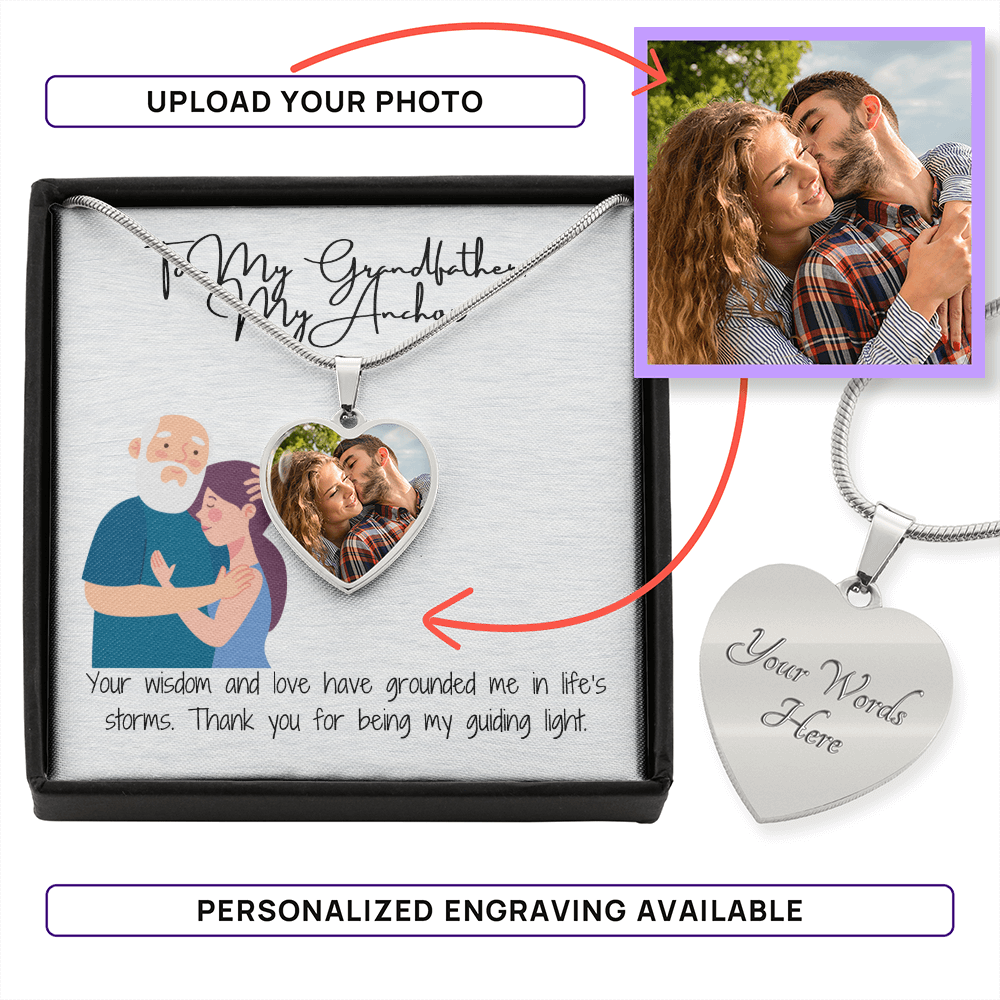 "To My Grandfather" Custom Heart Necklace