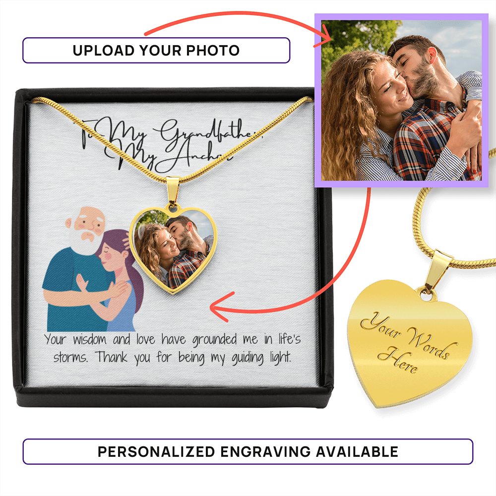 "To My Grandfather" Custom Heart Necklace