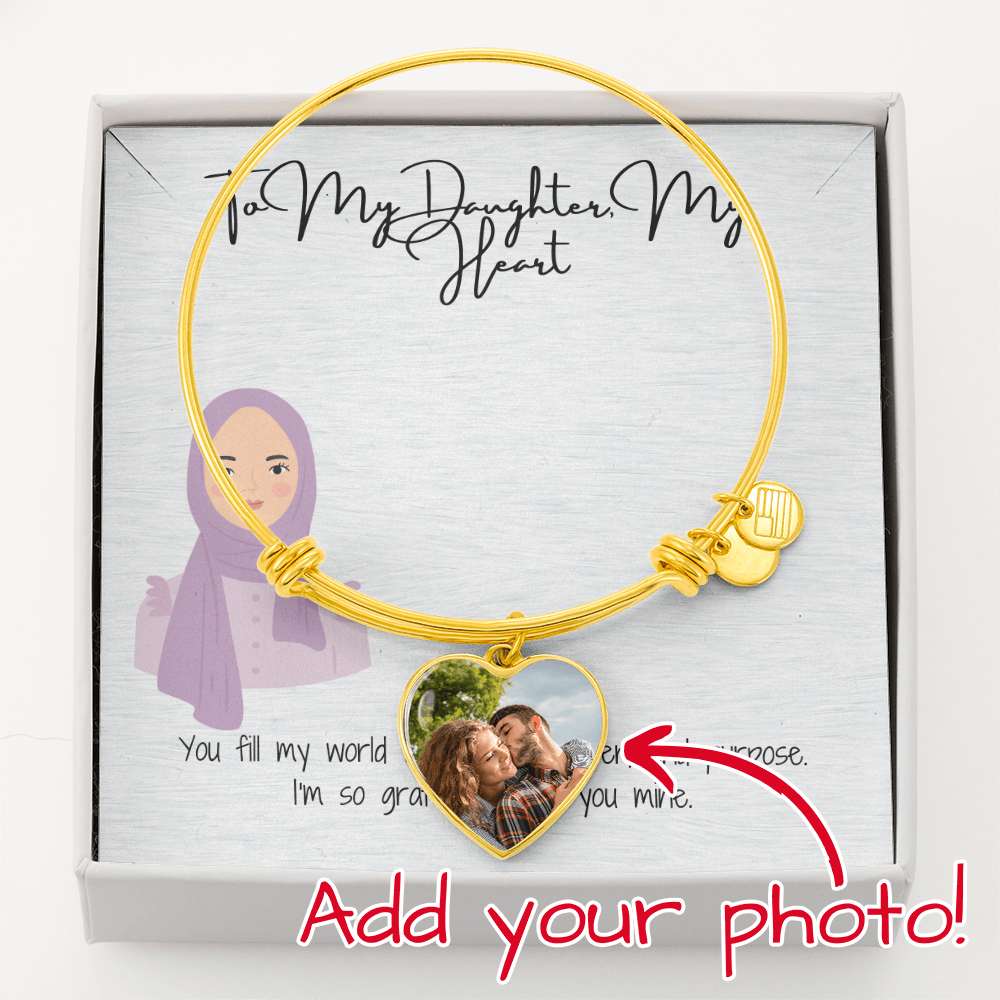 A Personalized Treasure Luxury Heart Bangle for My Hijabi Daughter