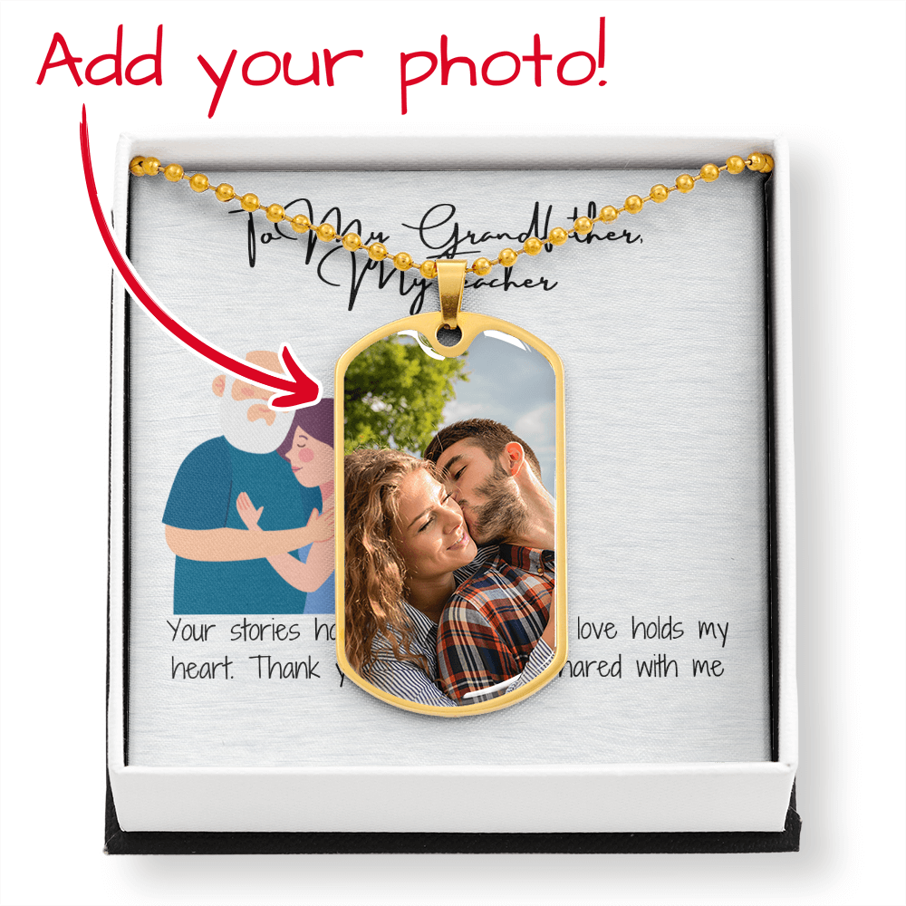 "To My Grandfather" Engraved Dog Tag Necklace