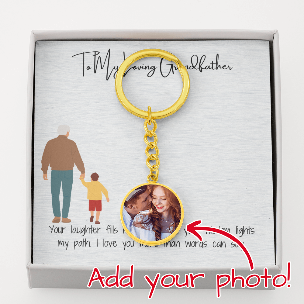 Buyer Upload Graphic Circle Keychain "Memories That Matter: To My Grandfather"