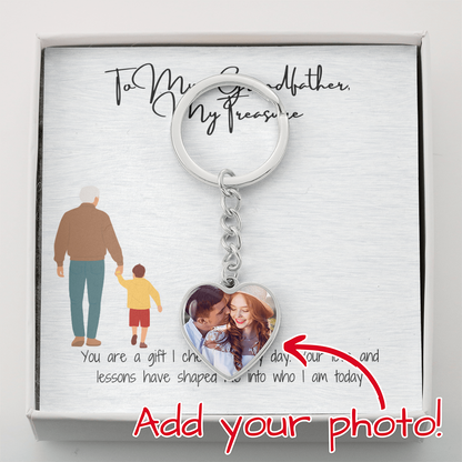 "Always in My Heart: Personalized Keychain for Grandpa"