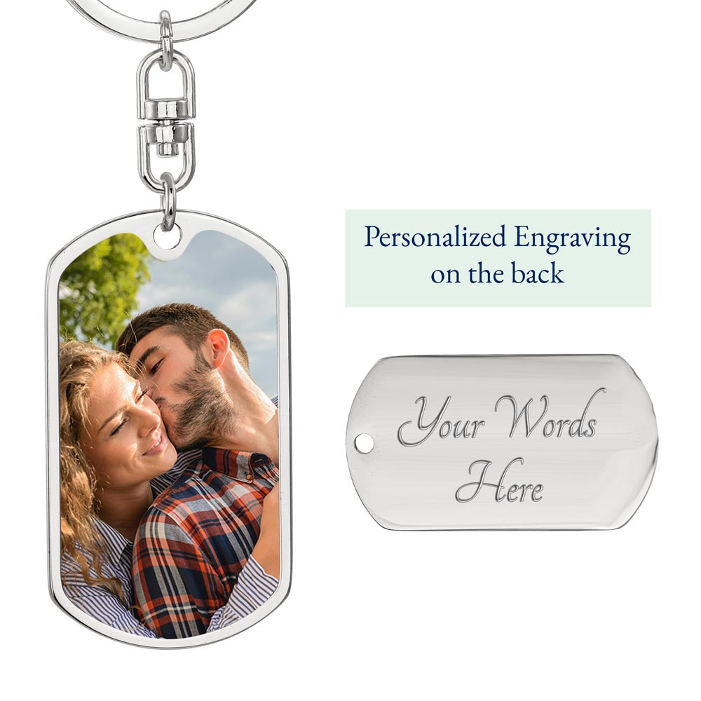 Graphic Dog Tag Keychain  "Guardian of Wisdom: To My Grandfather"