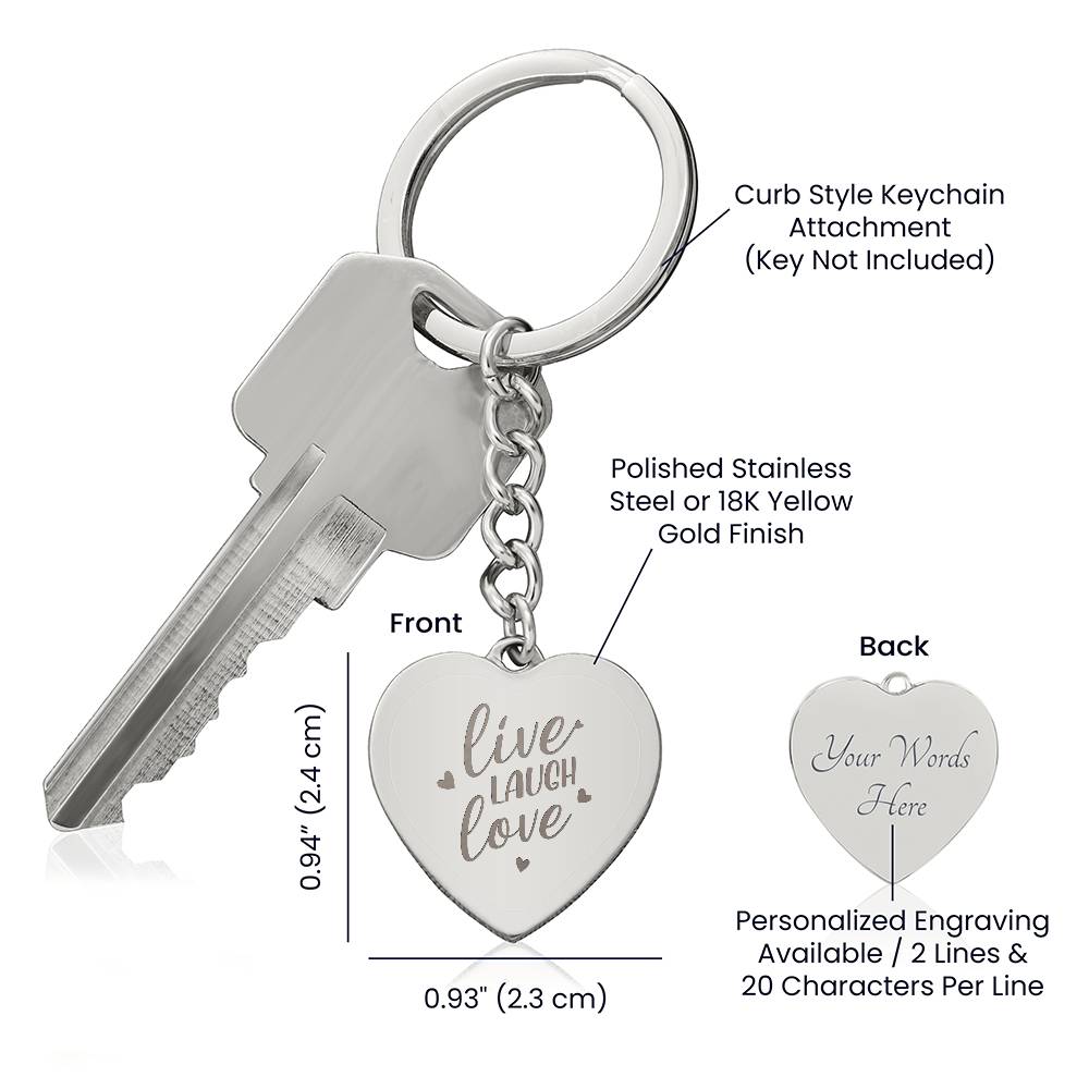 Custom Engraved Heart Keychain