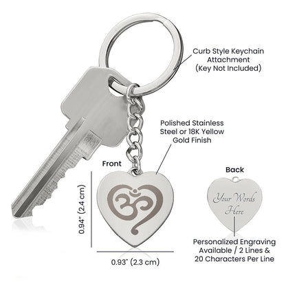 Namaste symbol-01 Engraved Heart Keychain