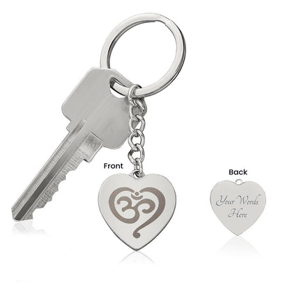 Namaste symbol-01 Engraved Heart Keychain